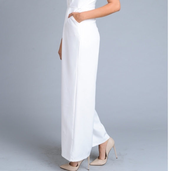 White Open Back Jumpsuit - Picture 3 of 7